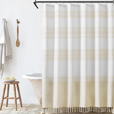 Shower Curtain 180cm180cm(7070) Modern Farmhouse Color Striped Waterproof Fabric Shower Curtains for Bathroom with 12 Hooks Machine Washable