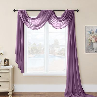 Valentine's Day Luxury Window Scarf Sheer Voile Elegant Topper Long Window Valance Solid Window Treatment Swags Drapes for Window Ceremony Wedding Canopy Bed