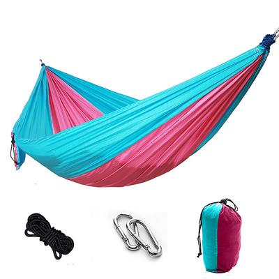 Camping Hammock Outdoor Portable Breathable Quick Dry Ultra Light (UL) Foldable Parachute Nylon with Carabiners and Tree Straps for 2 person Hunting Fishing Hiking Transparent Green Pink and Blue