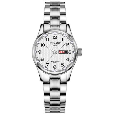 Digital New Circular Dial Women'S Business Watch Ipx7 Waterproof Rating Luminous Calendar Week Display Alloy Strap Multi-Functional Stylish Quartz Watch For Travel Leisure Gift Women'S Watch