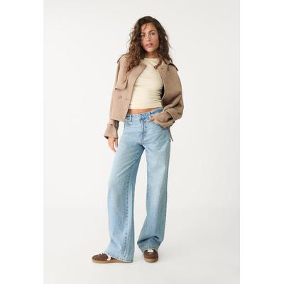 Stradivarius Straight-fit jeans with rhinestones Medium blue 4