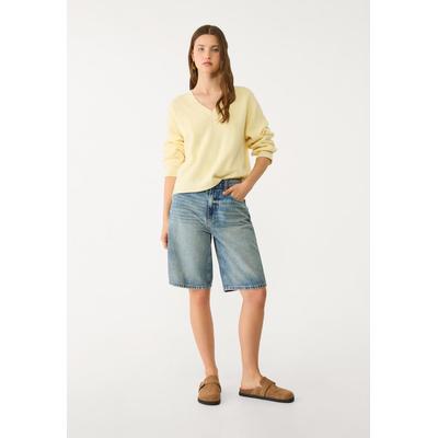 Stradivarius Felted V-neck sweater Yellow XL