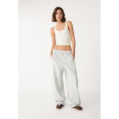 Stradivarius Plush barrel trousers Grey melange M