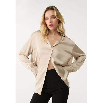 Stradivarius Satin collared shirt Stone M