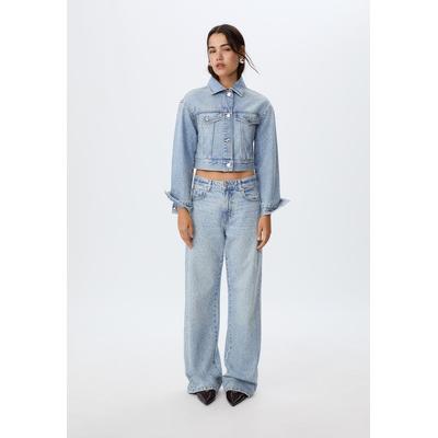 Stradivarius Shimmer denim jacket MEDIUM BLUE DENIM L