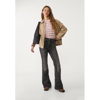 Stradivarius Slit fit flared jeans Dark grey 8