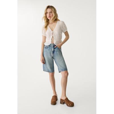 Stradivarius D95 Bermuda jorts Very dark/rinse wash blue 14