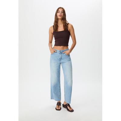 Stradivarius D96 cropped straight-fit jeans MEDIUM BLUE DENIM 10