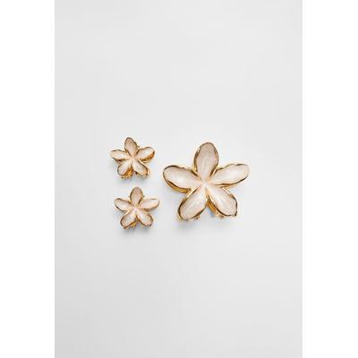 Stradivarius Pack of 3 floral hair clips Ecru OS