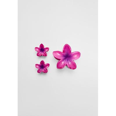 Stradivarius Pack of 3 floral hair clips Neon pink OS