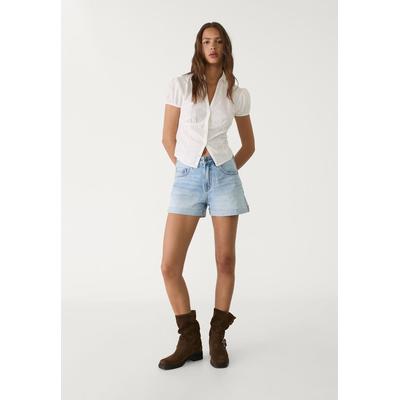 Stradivarius Rolled-up denim shorts Light blue 6