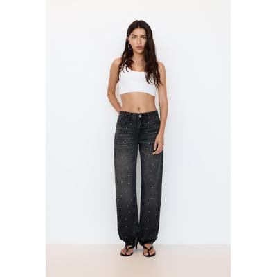 Straight-Leg Jeans With Rhinestones