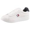 Plateausneaker TOMMY JEANS "ARCHIVE' 98", Damen, Gr. 39, bunt (weiß, dunkelblau), Nappaleder, Textil, sportlich, Schuhe, Freizeitschuh, Halbschuh, Schnürschuh, Kontrastbesatz an der Ferse
