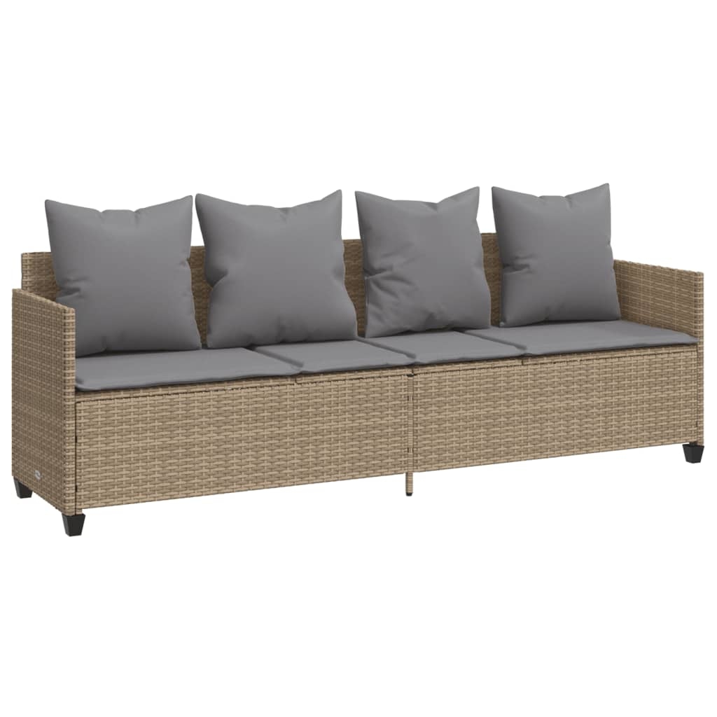 vidaXL Sonnenliege mit Kissen Beige Poly Rattan Image