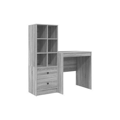 vidaXL Schreibtisch mit Stauraum Graues Sonoma Spanplatte Image