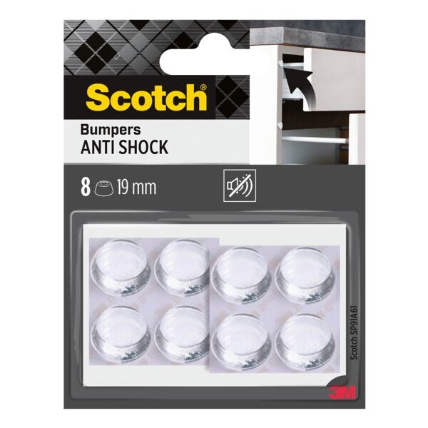 Scotch 8er-Pack Elastikpuffer für Wände, selbsthaftend, transparent, Ø 19 mm transparent Image