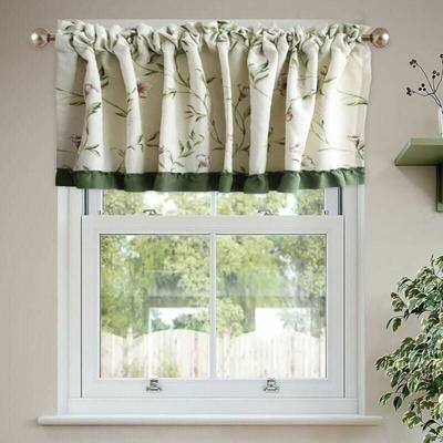 130 x 30 cm, Vorhang aus Baumwolle und Leinen, kurzer Vorhang mit Blumenmuster, für kleine Fenster, Image