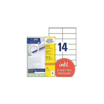 Universaletikett ultragrip 105 x 41 mm (b x h) nicht wieder ablösbar Papier weiß 1.400 Etik./Pack. Image