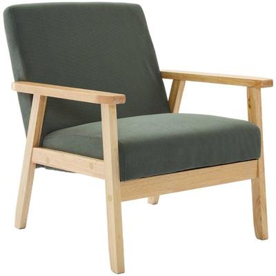 Skandinavischer Sessel aus Holz und Cord, Cord, Khaki - Sweeek Image