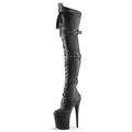 Bottes à plateforme hautes en cuir verni rouge pour femmes – Bottes à talons aiguilles à boucle au-dessus du genou pour tenues de club, cosplay et spectacles de danse exotique
