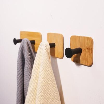 3er-Pack selbstklebende Haken (schwarz), Bambushaken, wiederverwendbare nahtlose Haken, robuste Image