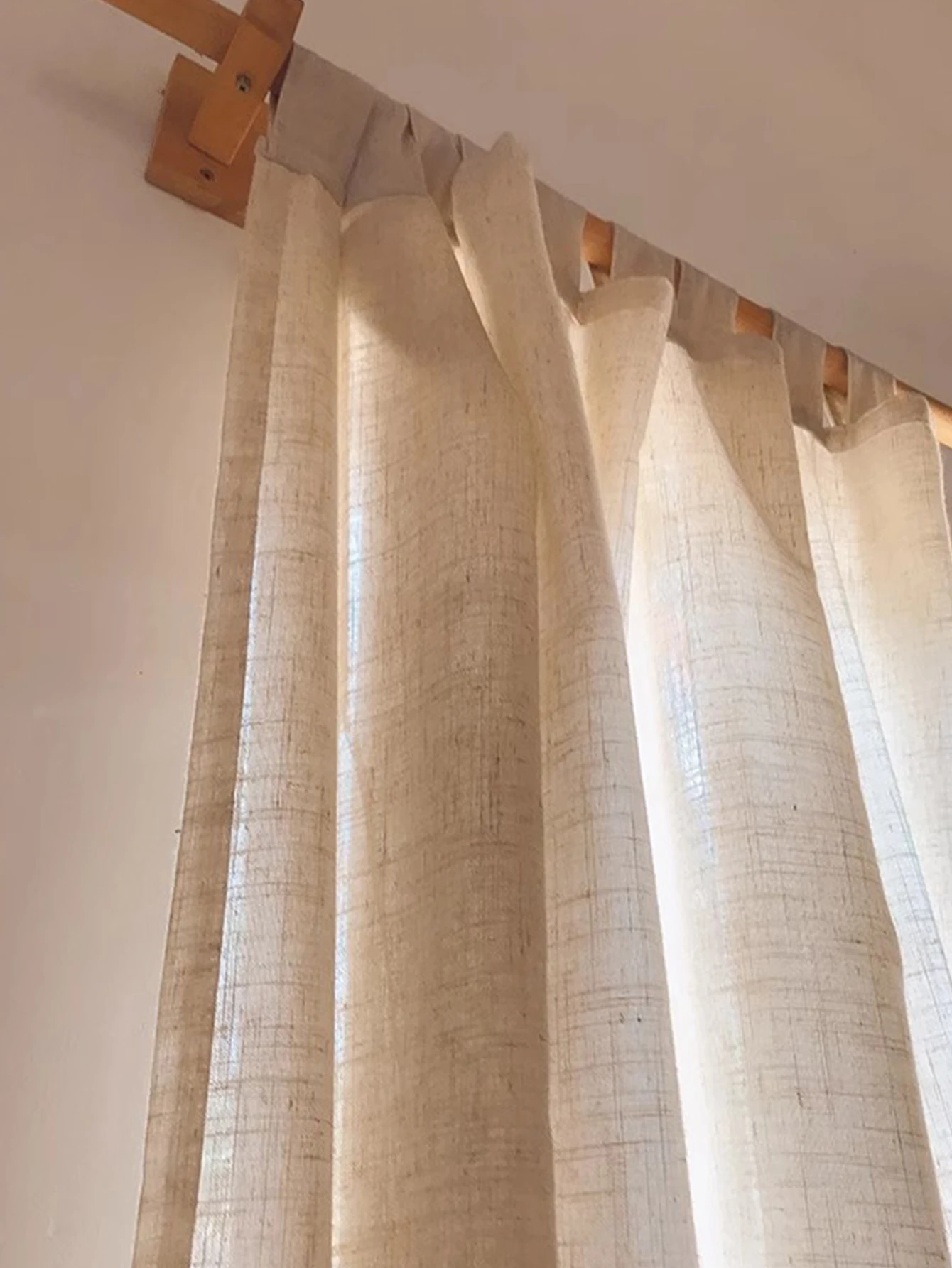 1 Stück japanischer Folk-Wabi-Sabi-Stil, zerknittertes Leinen, Haltbarkeit, Balkon/Schlafzimmer, Voile-Vorhänge Image