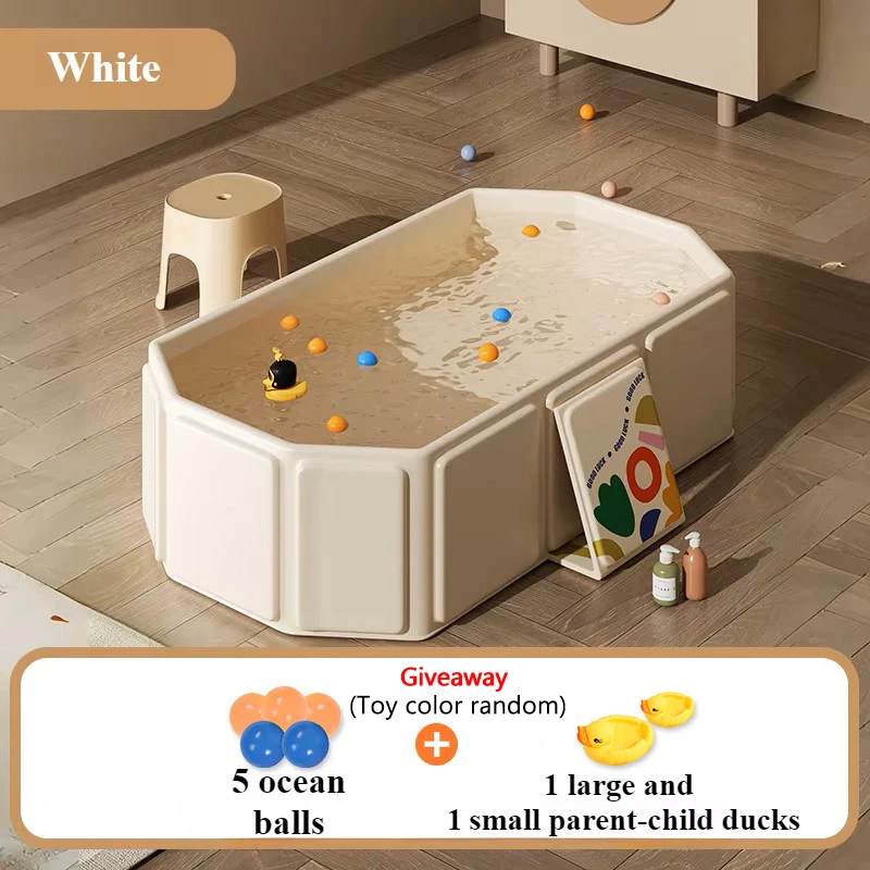 Langlebige Babywanne, zusammenklappbare Baby-Badewanne, tragbare PVC-verdickte große Wanne mit Dusche, 5-Ball-Spielzeug und 4-Enten-Spielzeug für Babys und Kleinkinder Image