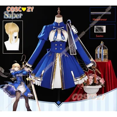Fate Grand Order × HSR: Sabre Destruction/Wind Cosplay Kostüm Perücke Rock Stirnband Fliege Socken Komplettset Halloween Convention Image