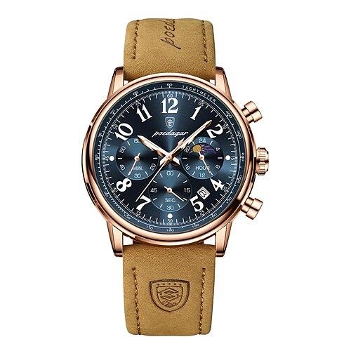 Sportuhr für Mann wasserdicht leuchtend Chronograph Datum Herrenuhren Quarz Nylon Leder Herrenuhr