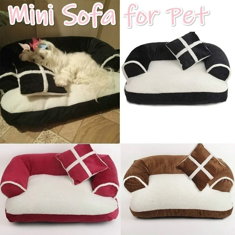 NEUE Nette Warme Doppel-Kissen Hund Bett Baumwolle Weiche Sofa Haustier Haus Hund Katze Betten Hundehütte Haustier matte Image
