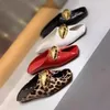 New Style Popular Leather Elegant Temperament Metal Buckle Fish Mouth Slippers Fashionable Flat Shoes Cool Slippers Summer Trend