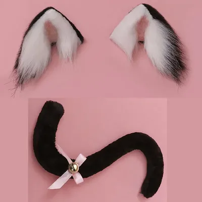 Cat ears cosplay Japanese cute plush cat tails headdress accessories halloween party show simulation Image