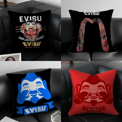 Luxuriöser E-Evisu-Kissenbezug, Anti-Dustmite-Kissenbezug, unsichtbarer Reißverschluss, seidiger, kurzer Plüsch-Sofa-Kissenbezug Image