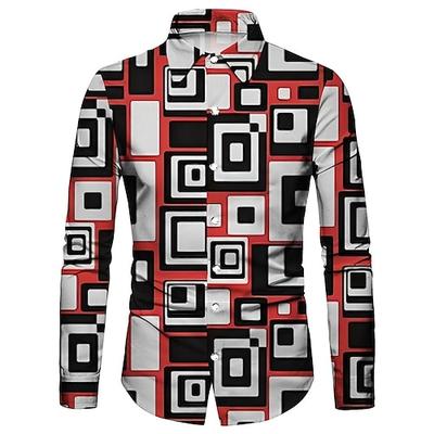 Retro Vintage 1970er Hemd Disco Geometrisch Psychedelisch Herren Halloween Karneval Musikfestival Pride Parade Erwachsene Hemd Image