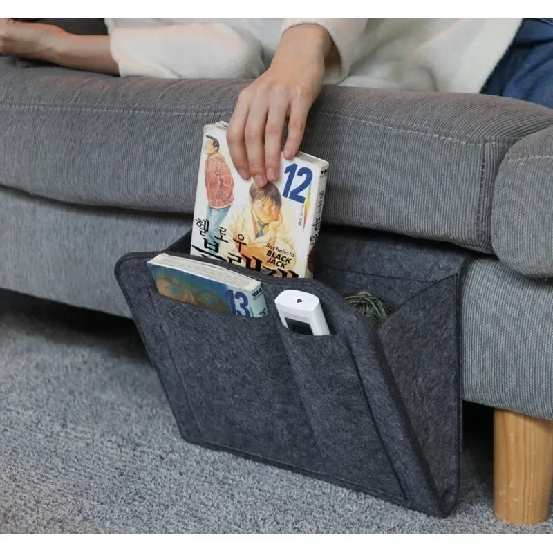 Hängender Aufbewahrungsbeutel aus Filz mit mehreren Taschen für CDs, Zeitschriften, Schreibwaren und Handys – für den Einsatz in Wohnheim, Bett, Sofa oder Auto