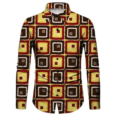Retro Vintage 1970er Hemd Disco Geometrisch Psychedelisch Herren Halloween Karneval Musikfestival Pride Parade Erwachsene Hemd Image