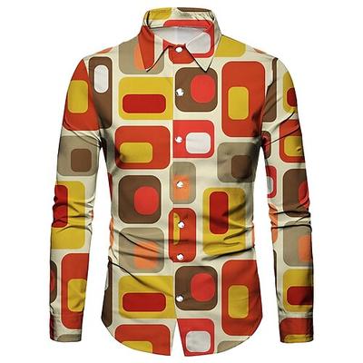 Retro Vintage 1970er Hemd Disco Geometrisch Psychedelisch Herren Halloween Karneval Musikfestival Pride Parade Erwachsene Hemd Image