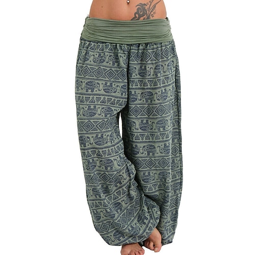 Damen Weites Bein Stoffhosen Hosen Hose Mode Boho Volle Länge Natürliche Taille Blumen Druck Bequem Außenbereich Outdoor Urlaub Ferien Magenta Schwarz Weiß Armeegrün Sommer Normale Passform Image