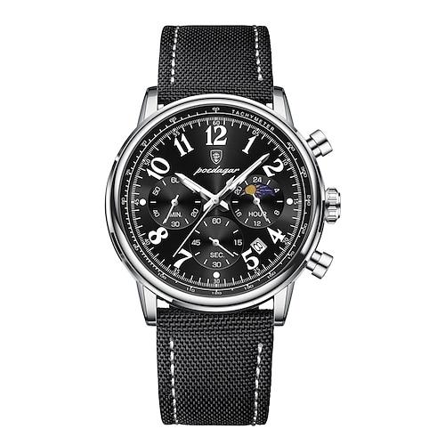 Sportuhr für Mann wasserdicht leuchtend Chronograph Datum Herrenuhren Quarz Nylon Leder Herrenuhr