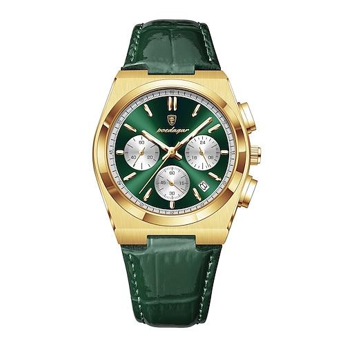 Herren Quarzuhr Geschäft leuchtend Datum Wasserdicht Lederarmband Beobachten