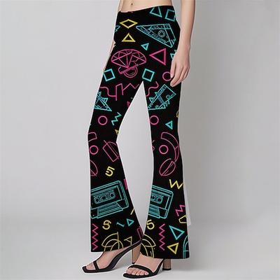 Retro Vintage 1970er Groovy Schlaghosen Schlag-Leggings Hippie Disco Hohe Taille Geometrisch Psychedelisch Damen Halloween Karneval Urlaub Musikfestival Festival Erwachsene Hose Image