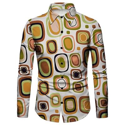 Retro Vintage 1970er Hemd Disco Geometrisch Psychedelisch Herren Halloween Karneval Musikfestival Pride Parade Erwachsene Hemd Image