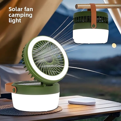 1 pc Outdoor Solar Camping Licht Faltventilator Licht Camping Zelt Beleuchtung Helligkeit Windgeschwindigkeit einstellbar Typ-C angetrieben tragbare Laterne Image