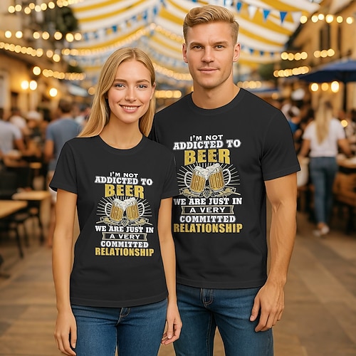 T-Shirt Bayerisch München Bayerisch Streetstyle T-Shirt Ärmel Grafik für Paar Herren Damen Erwachsene Heißprägen für Oktoberfestbier Alltagstauglich Image