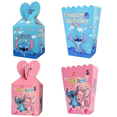 6/48pcs Disney Lilo & Stitch Candy Box Supplies For Kids Birthday Party Favors Gift Popcorn Box Baby Shower Snack Candy Box Gift