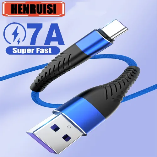 Câble de données USB vers Type C 7A 100W, ligne de charge Super rapide pour téléphone portable Xiaomi Samsung Huawei P60 Honor 0.25M/1M/2M/3M
