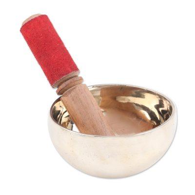 Serene Play,'Handmade Brass Singing Bowl with Wooden Mallet (4 inches)'