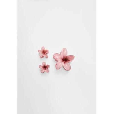 Stradivarius Set of 3 floral hair clips Nude pink OS