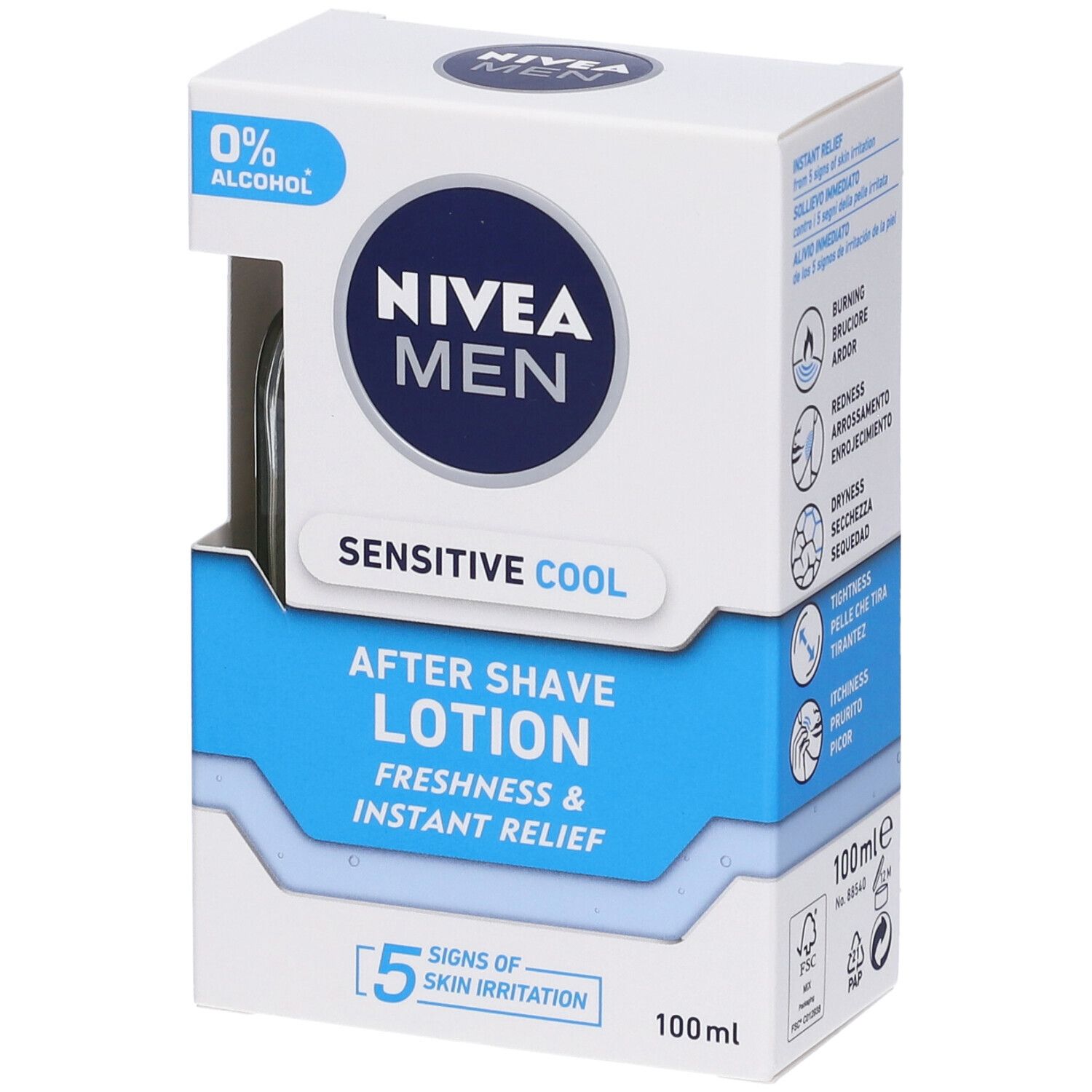 Nivea Men Sensitive Cool Lozione Dopobarba 100 ml, uomo lenitivo e rin
