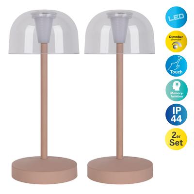 NÄVE LED Tischleuchte "Gomba 18,5 cm", grau (taupe), H:18,50cm Ø:8,00cm, Lampen, 2er Set, aufladbar, USB Kabel, Memoryfunktion, stufenlos dimmbar Image